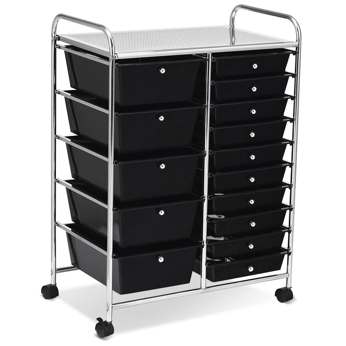 Black 15 Drawer Rolling Storage Cart G547737