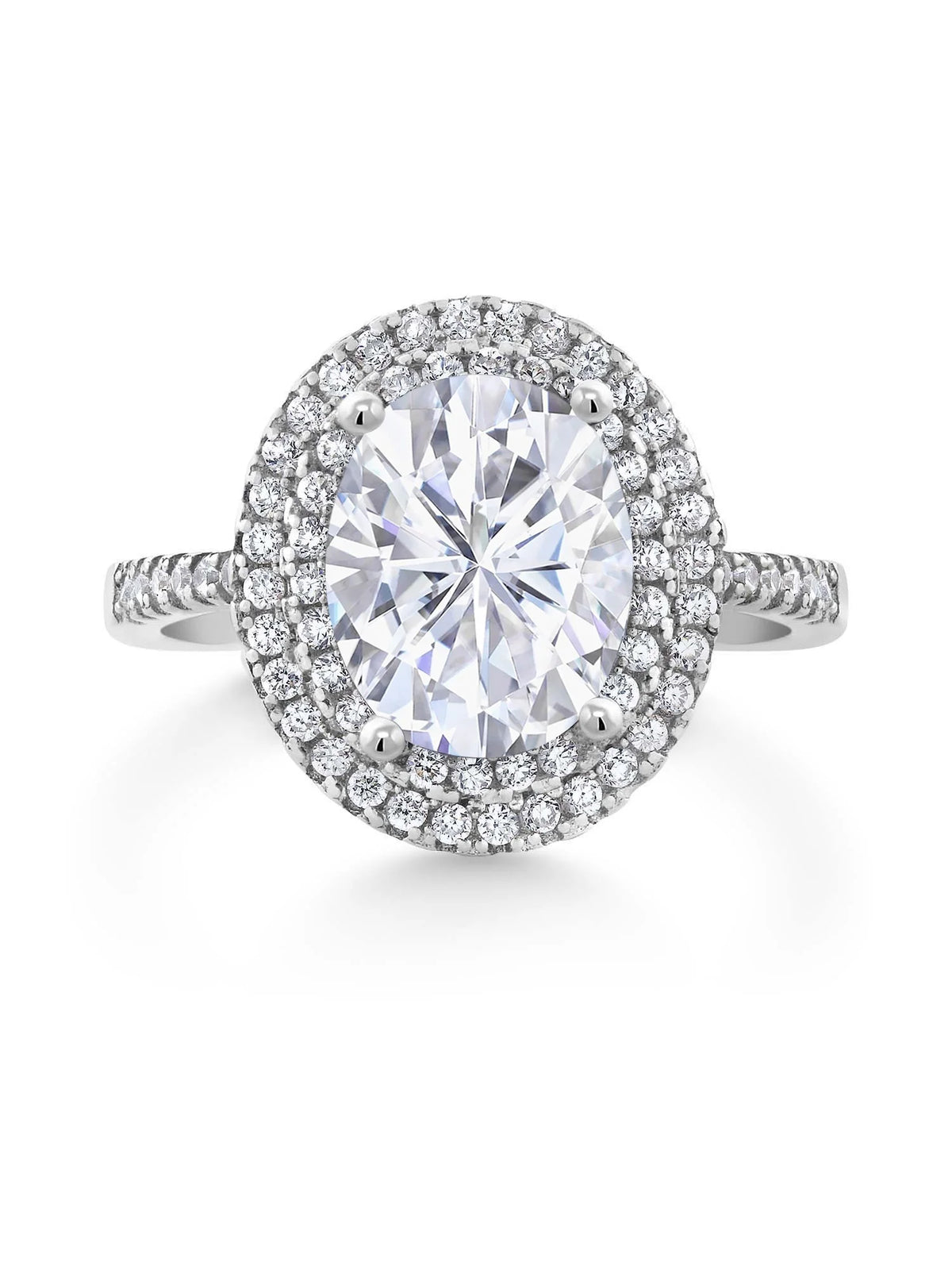925 Sterling Silver White Moissanite Halo Engagement Ring W288