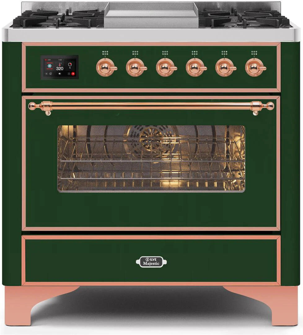 36 Dual Fuel Natural Gas Range Emerald Green Copper Trim X852942