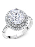 925 Sterling Silver White Moissanite Halo Engagement Ring W288
