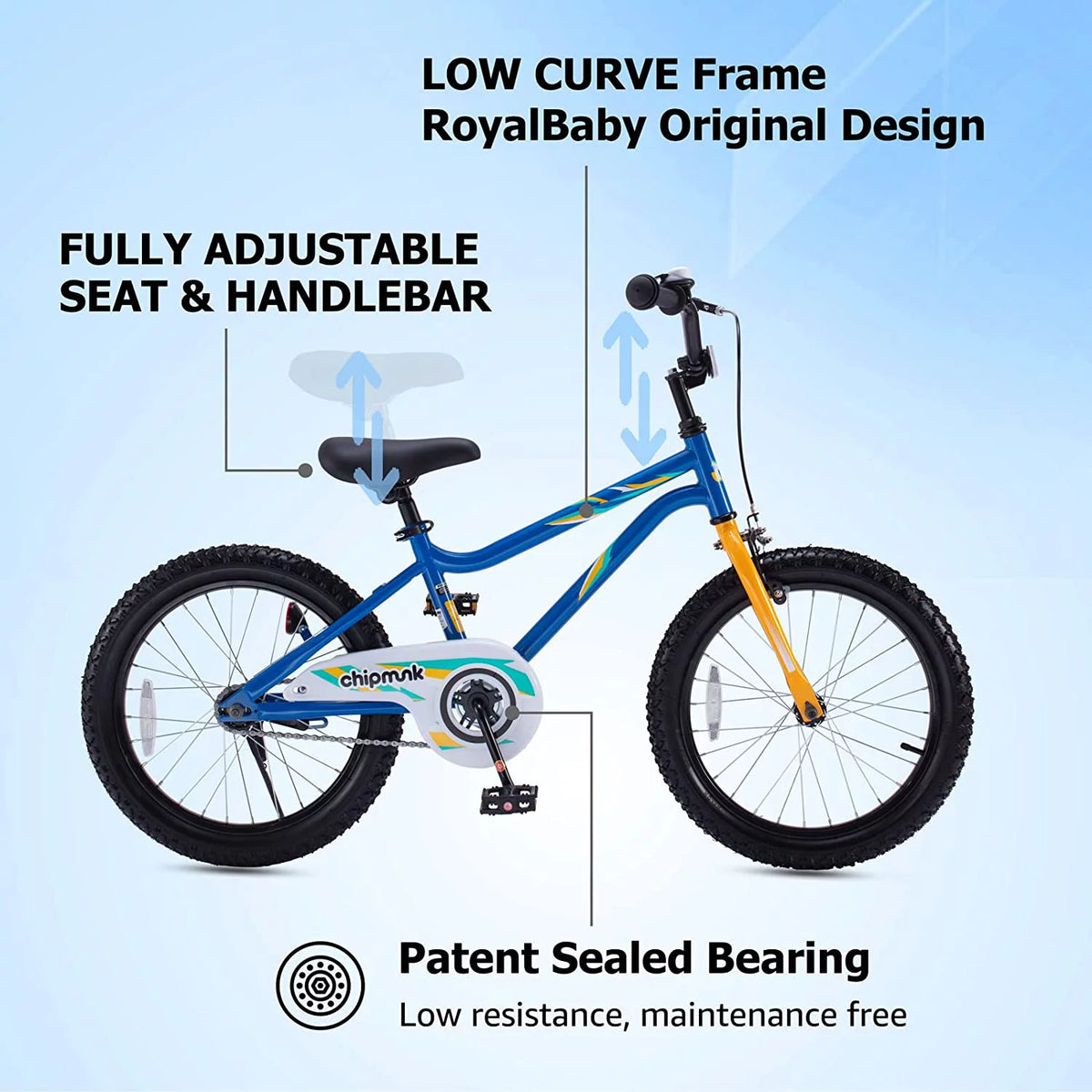 Kids Bike 18 Inch Bicycle with Kickstand Blue L877