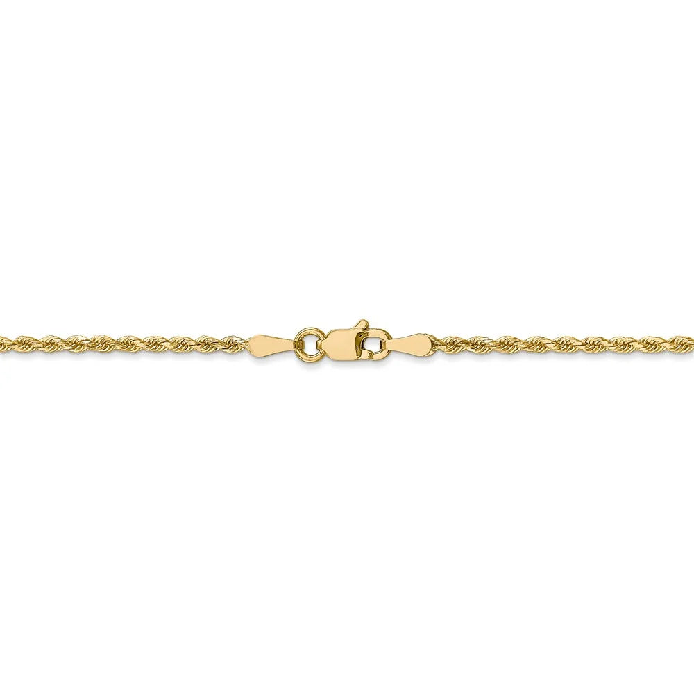 14kt Yellow Gold Diamond-Cut Rope Chain 24 inch Lobster Clasp A5218
