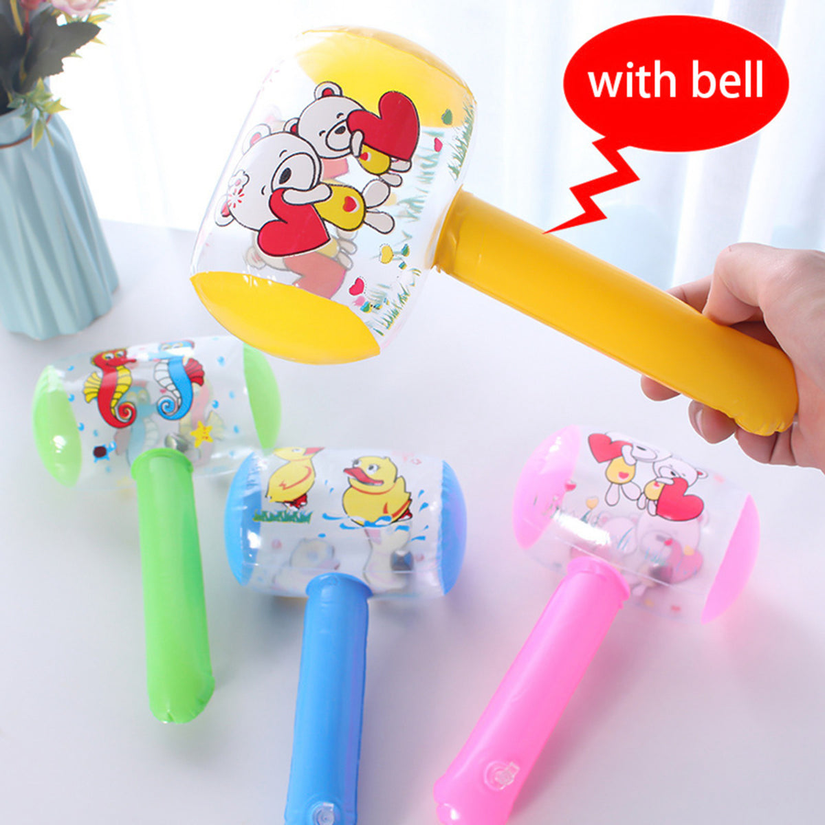 6Pcs Inflatable Cartoon Hammer with Sound Bell Funny Toys E326