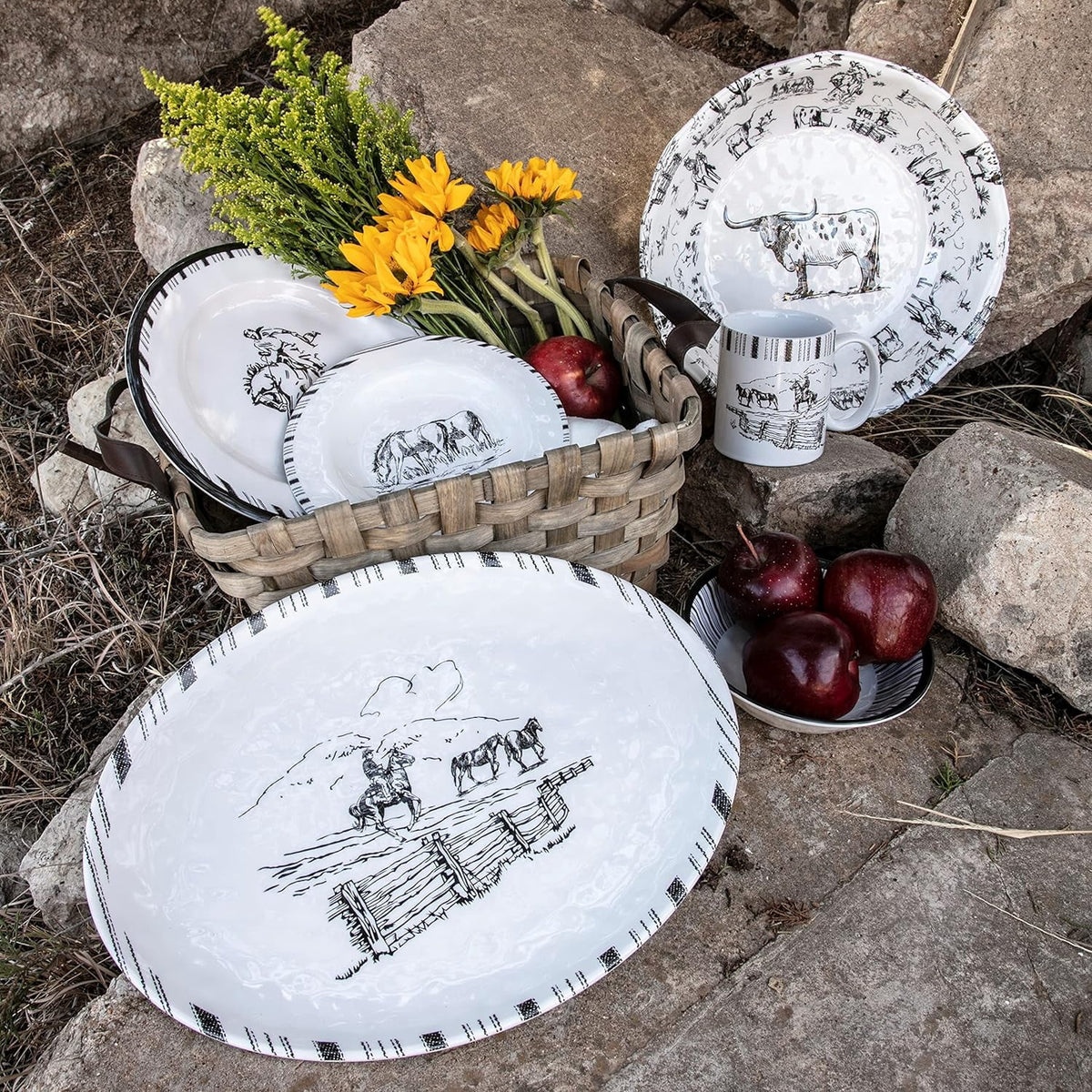 Black And White Melamine Serving Platter F6272