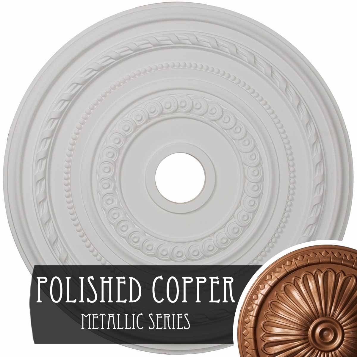 25 3/8x22OD x 3 3/8x22ID x 1 3/8x22P Ceiling Medallion Hand-Painted Polished Copper I5300