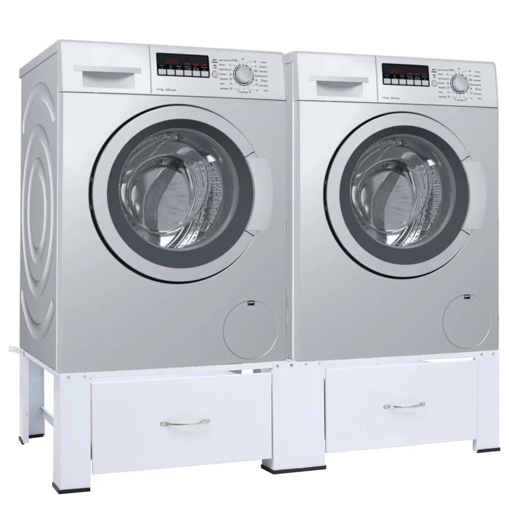 Washing and Drying Machine Pedestal with Pull-out Shelves White O284