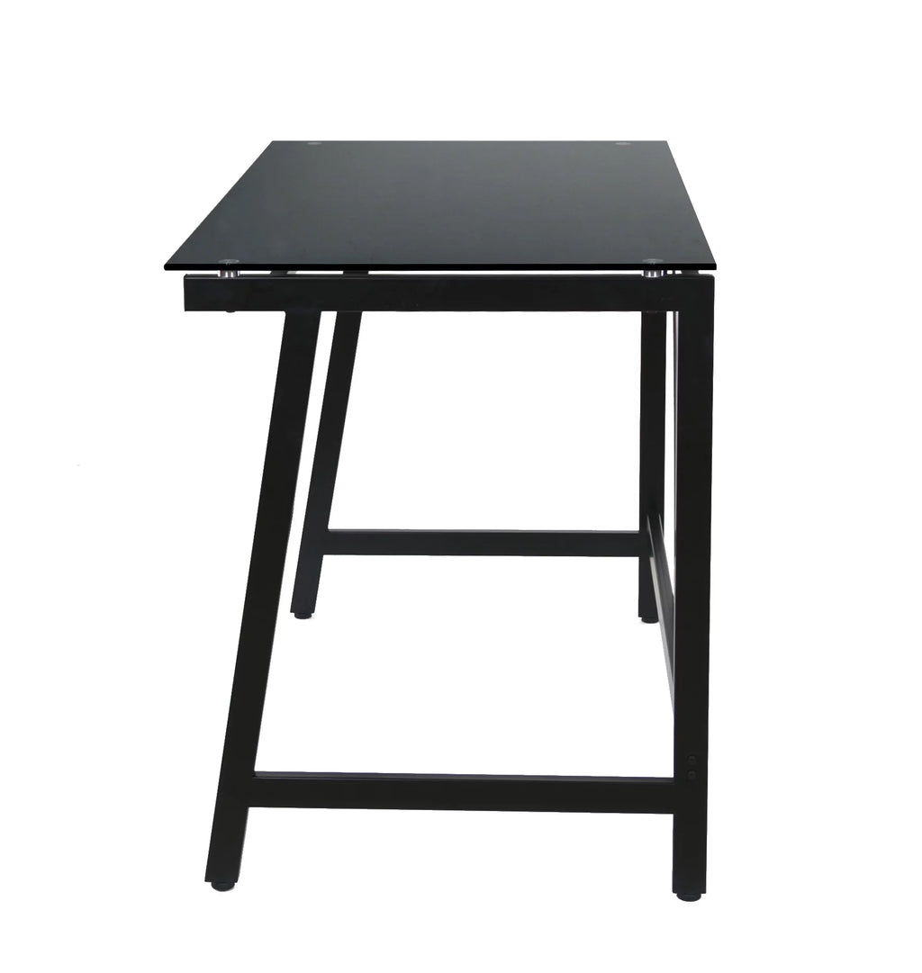 Contemporary Glass Writing Desk Steel Frame Black M434