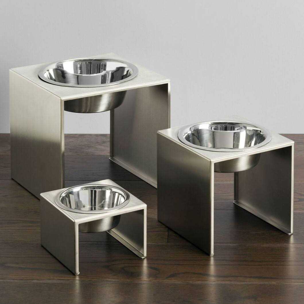 Slate Single Bowl Elevated Stainless Dog Feeder V4711