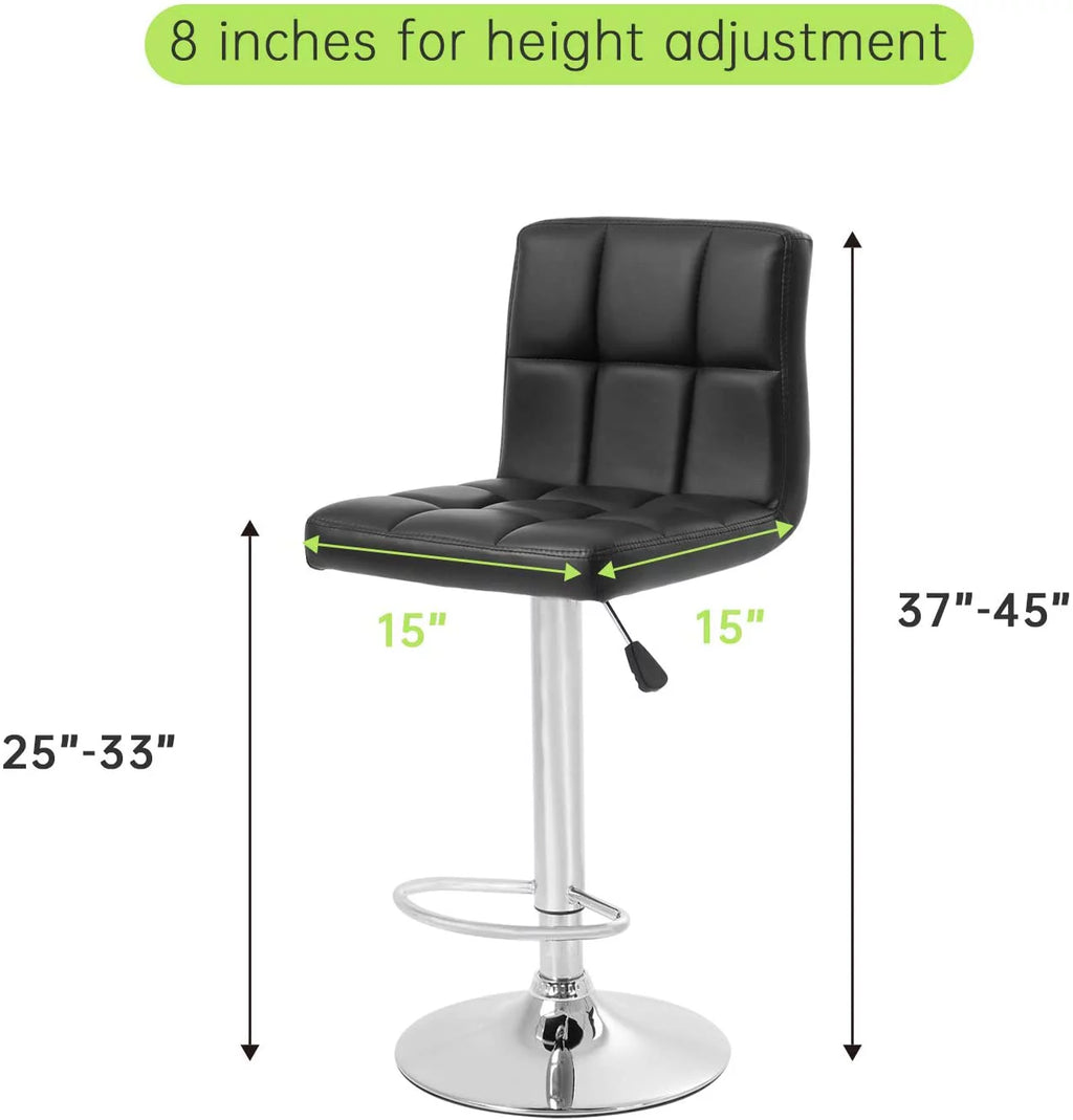 Black Set of 2 Height Adjustable Swivel Bar Stools A878847