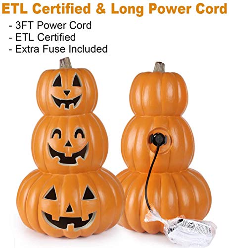 14" Lighted Stacked Pumpkin Lantern with LED Bulb D1429