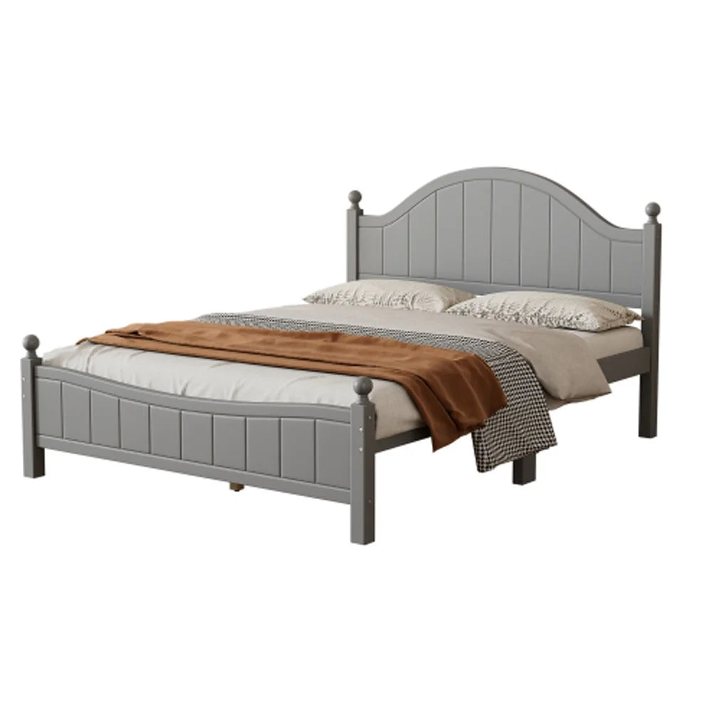 Gray Solid Wood Platform Bed Queen N176