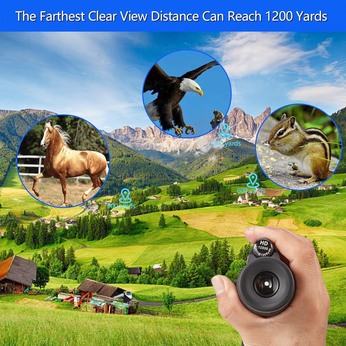 12x55 High Definition Monocular Telescope with Smartphone Holder N20573