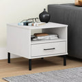 White Bedside Table with Metal Legs Z519