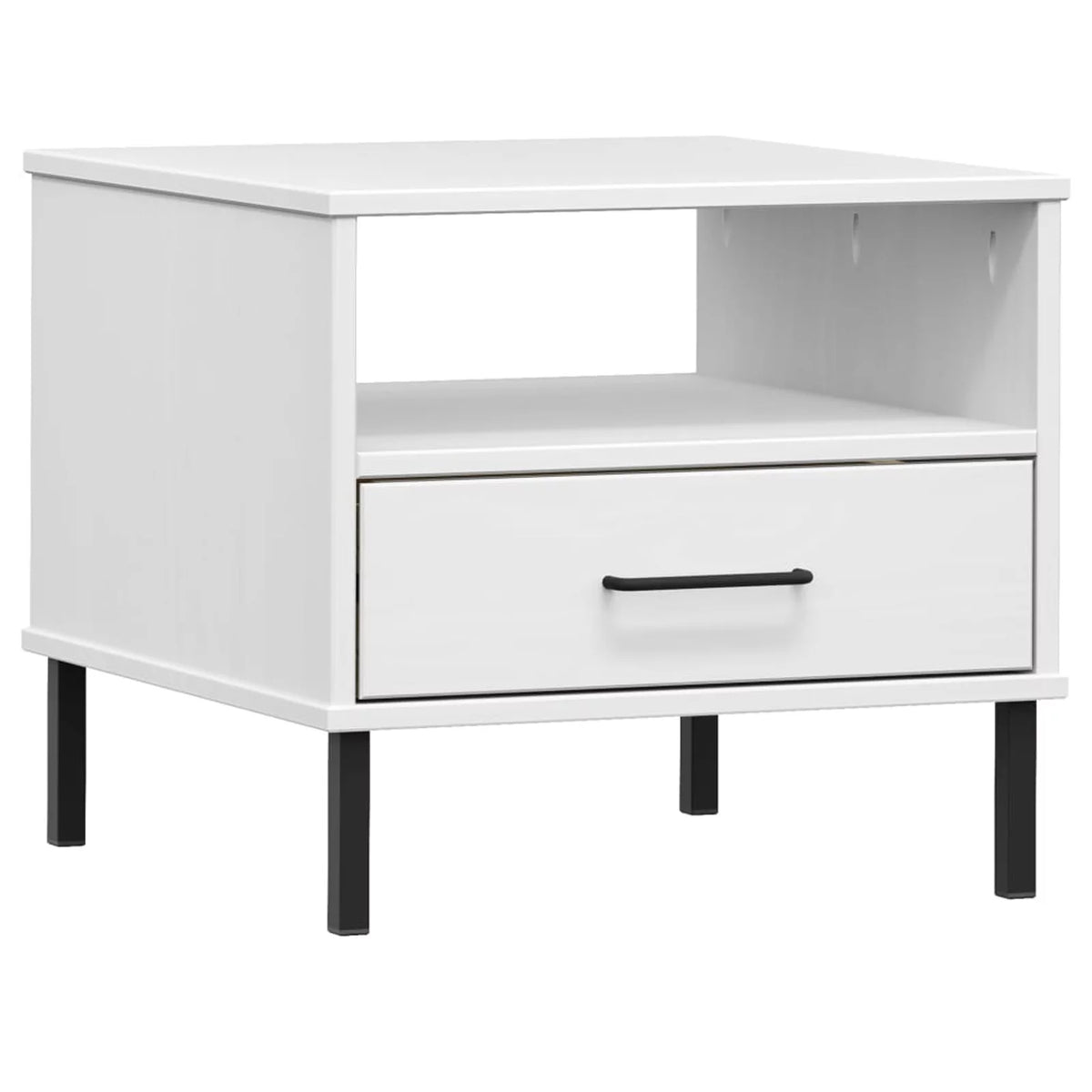 White Bedside Table with Metal Legs Z519