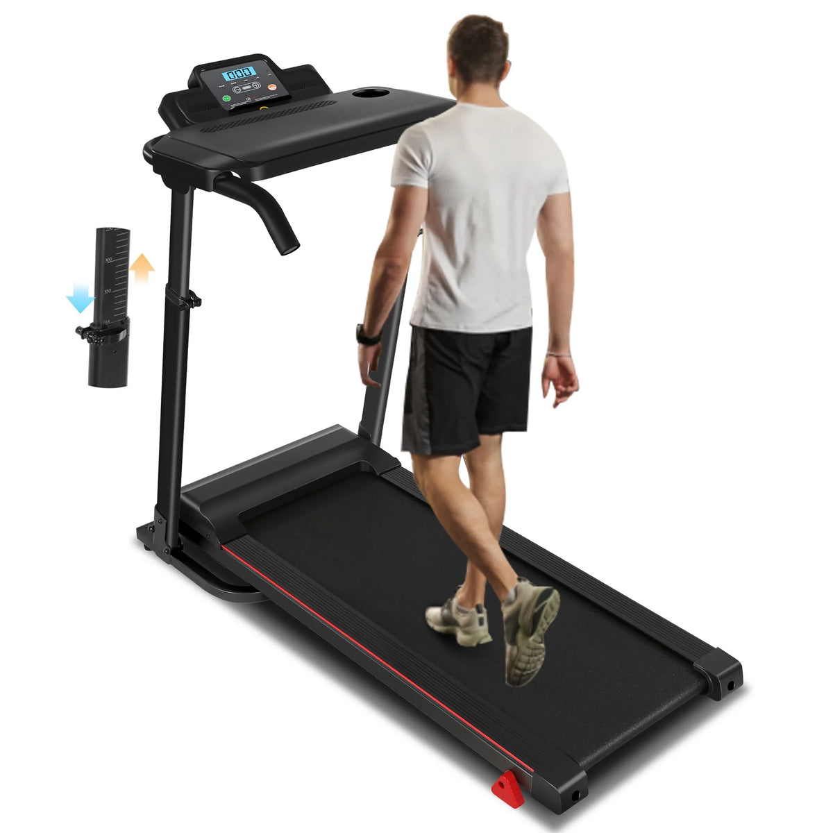 Folding Treadmill with Removable Tabletop and Incline, 2.5 HP, Black P256