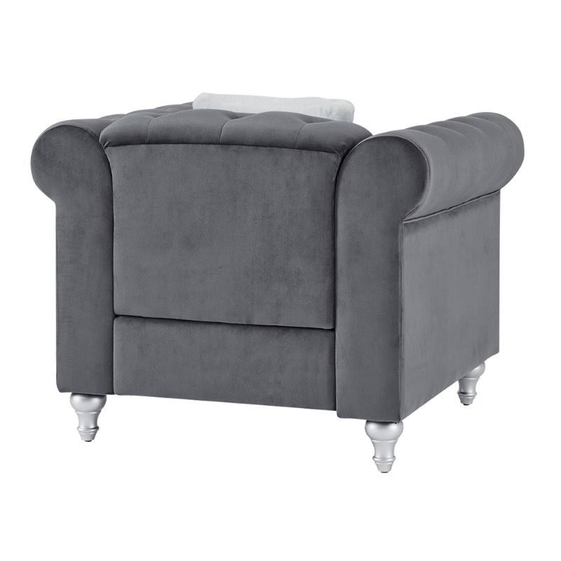 Velvet Chair in Gray T7280