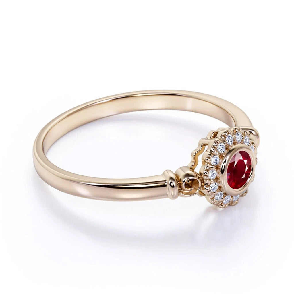 14k Gold Red Ruby Ring I973