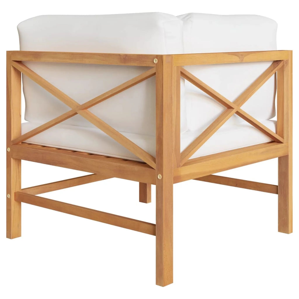 2-Seater Teak Wood Patio Bench with Cream Cushion V24383