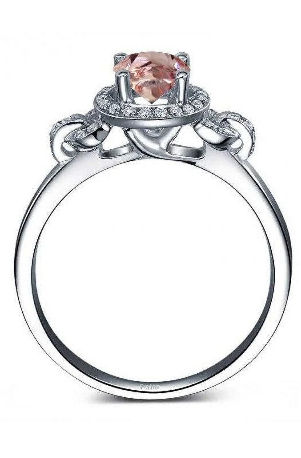 14K White Gold Morganite And Diamond Moissanite Engagement Ring A327489