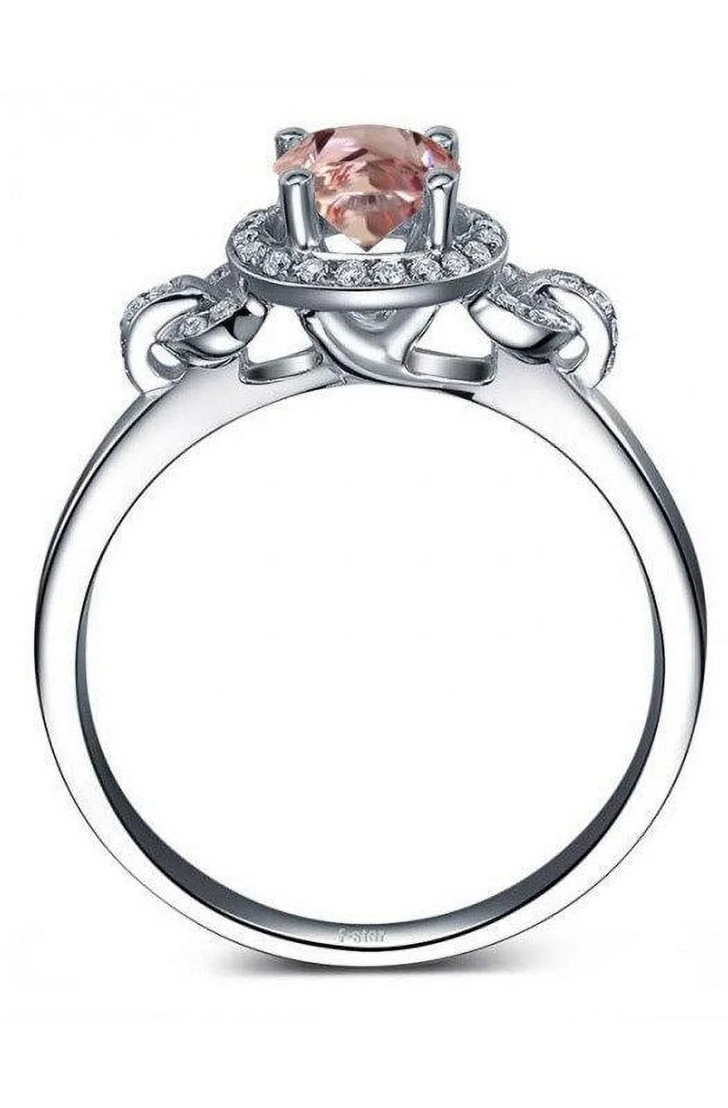 14K White Gold Morganite And Diamond Moissanite Engagement Ring A327489