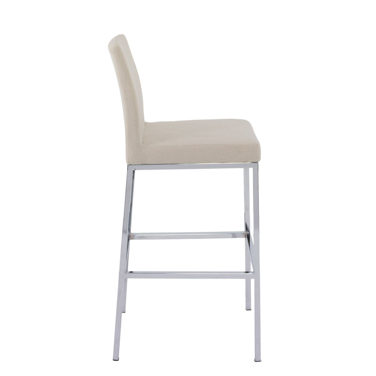 Beige Fabric Barstools with Chrome Legs Set of 2 U13808