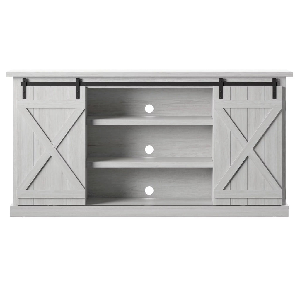 Modern Farmhouse TV Stand with Sliding Barn Doors V4193