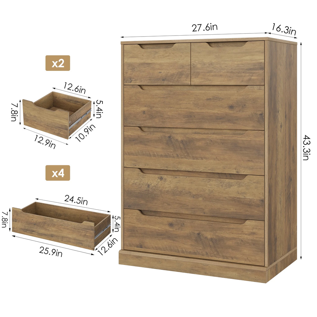 White 6 Drawer Wood Dresser W275697