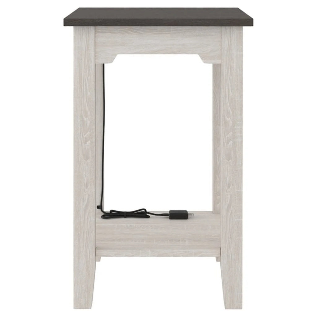 Farmhouse Engineered Wood End Table in Antiqued White/Gray S9839