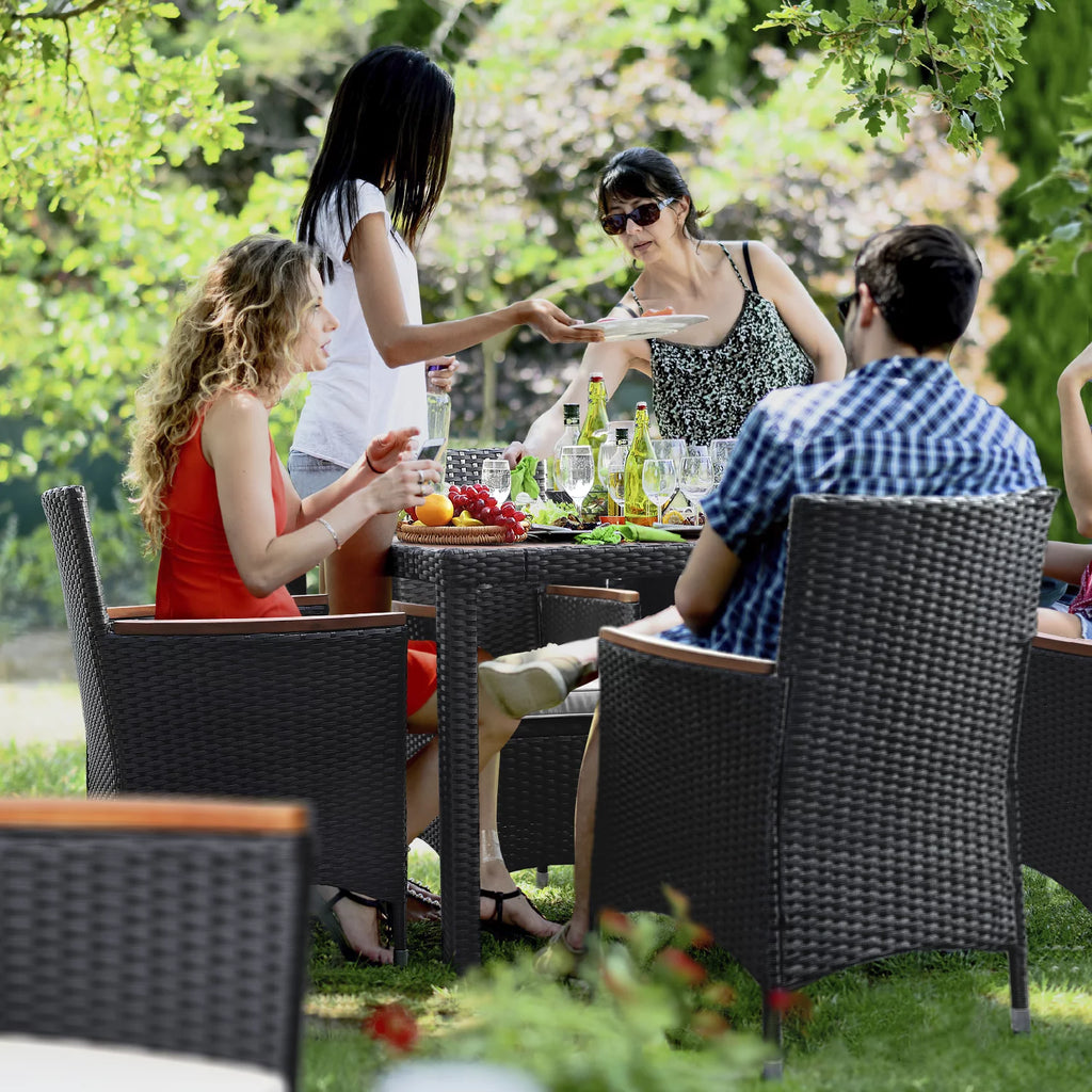 7 Pieces PE Rattan Wicker Patio Dining Set with Cushions C66137