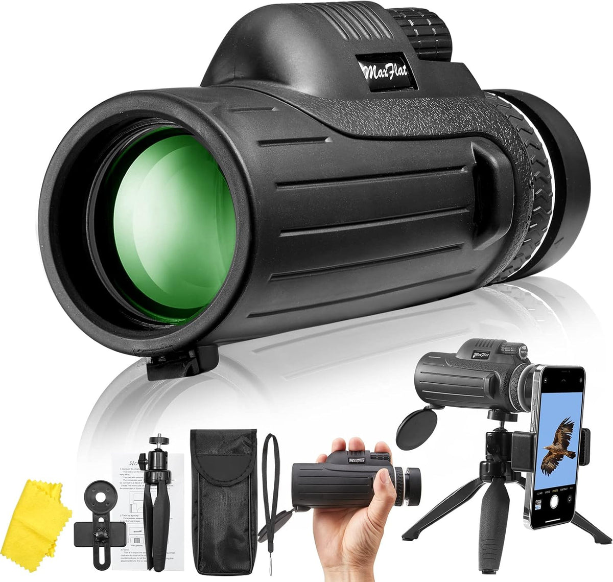 12x55 High Definition Monocular Telescope with Smartphone Holder N20573