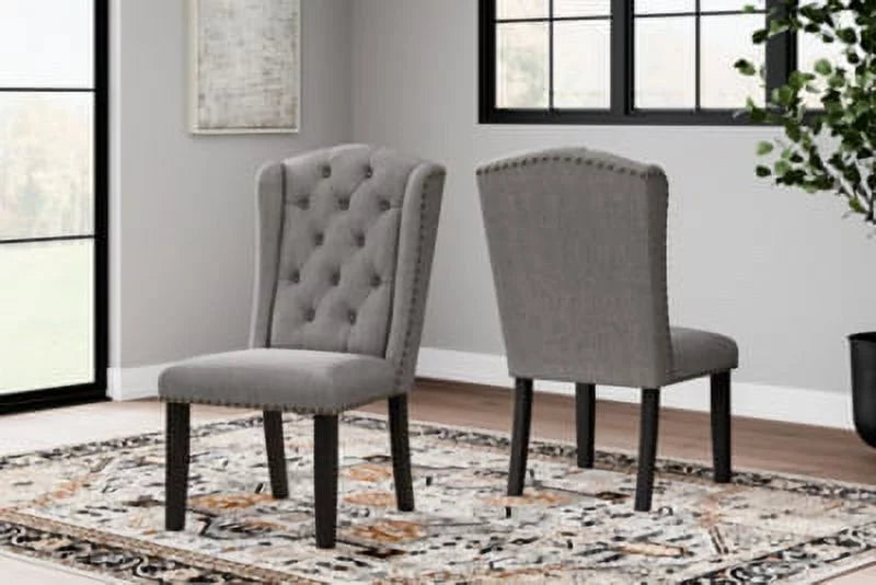 Gray Tufted Upholstered Dining Side Chair, 2 Count I9876
