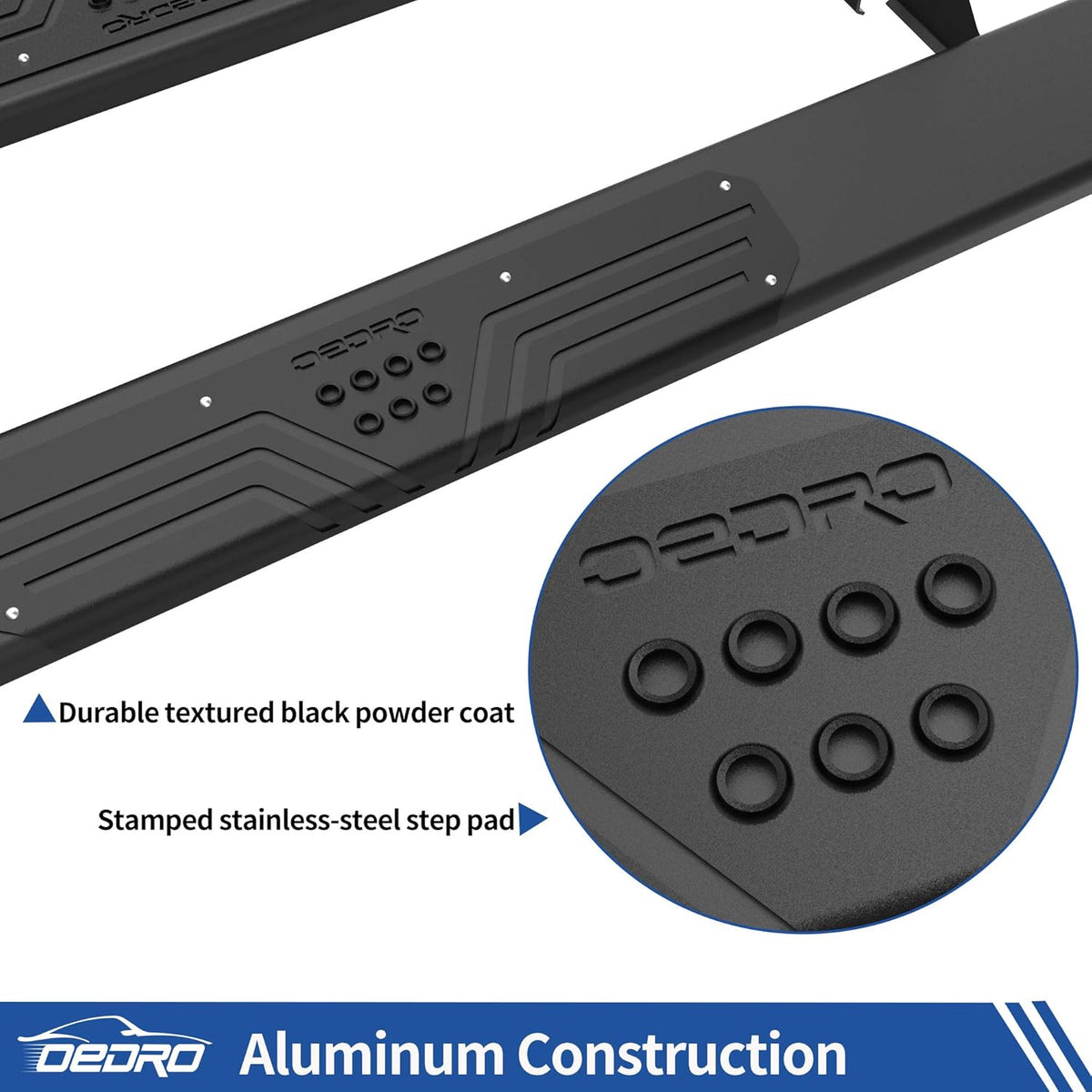 Black Textured Aluminum Running Boards W49541