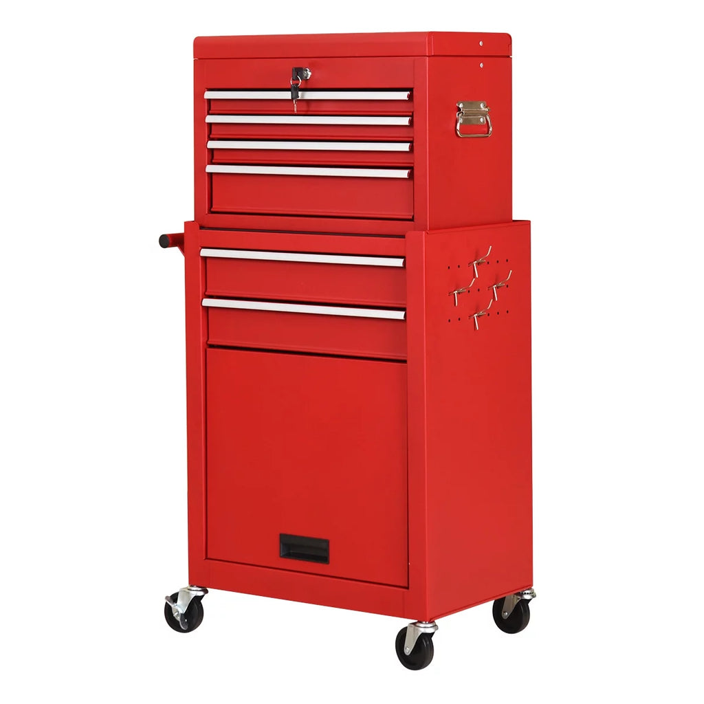 2 in 1 Rolling Storage Cabinet with 6 Drawers Black R8956