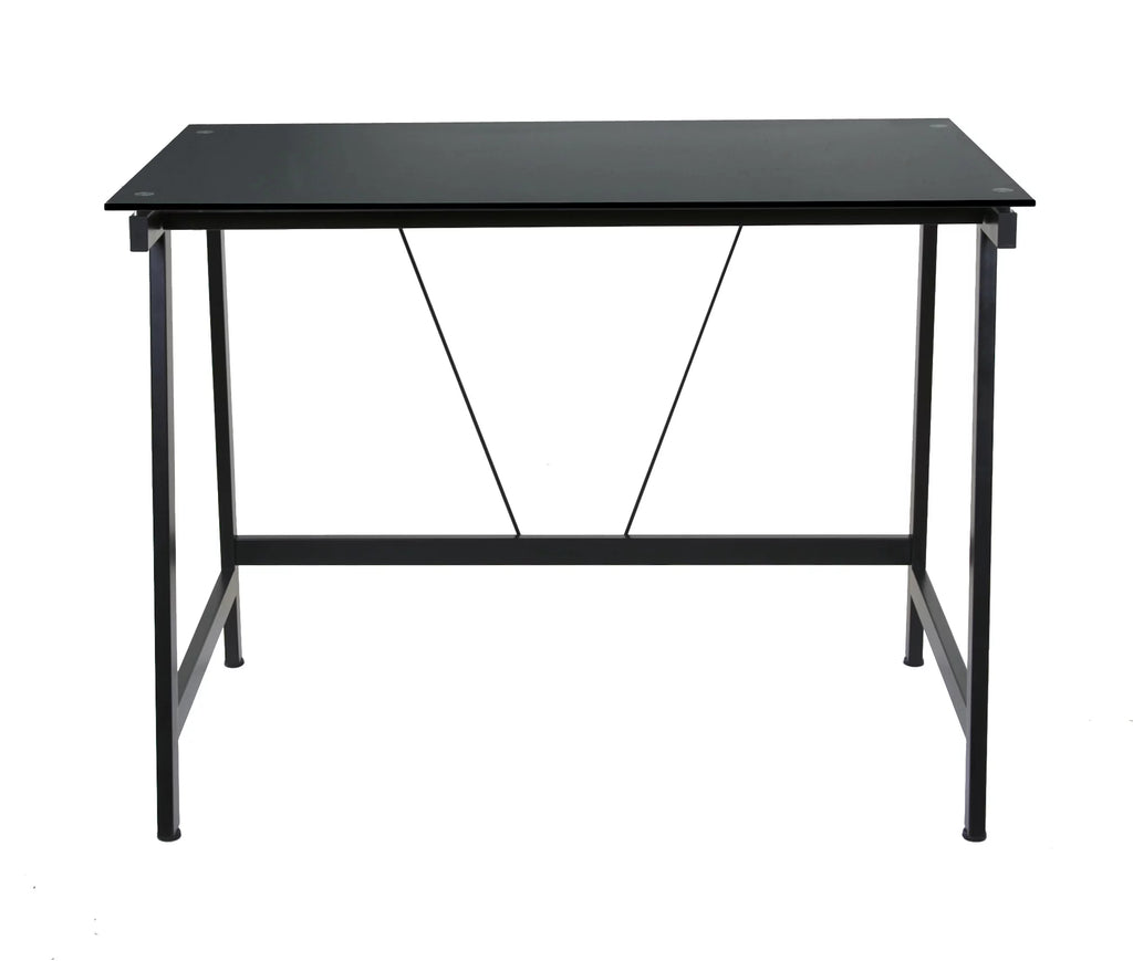 Contemporary Glass Writing Desk Steel Frame Black M434