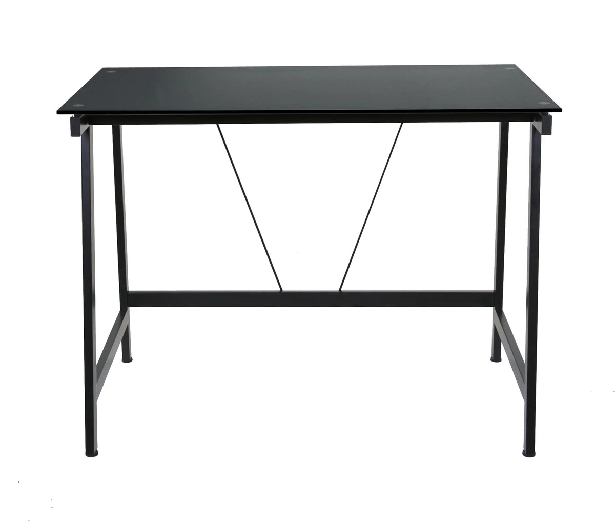 Contemporary Glass Writing Desk Steel Frame Black M434