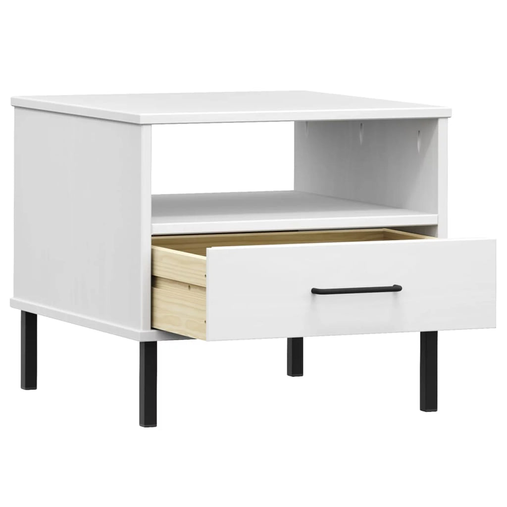 White Bedside Table with Metal Legs Z519