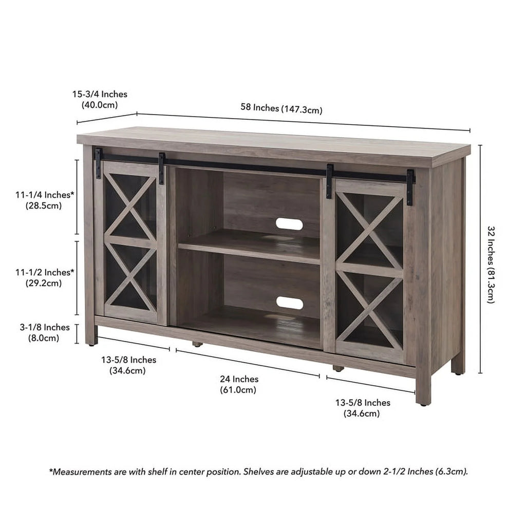 58" Gray Oak Wood TV Stand J2430