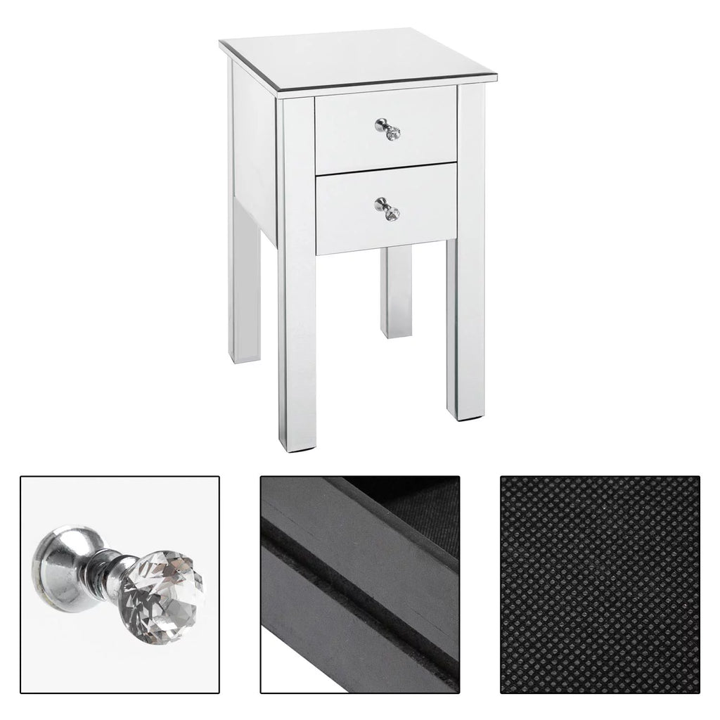Mirrored Nightstand Bedside Table K452