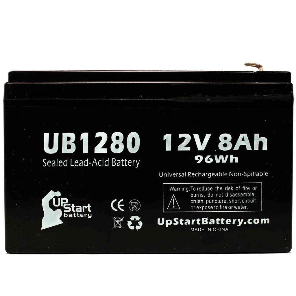 2x Pack Sealed Lead Acid Battery (12V, 8Ah, 8000mAh, F1 Terminal, AGM) with 4 F1 to F2 Terminal Adapters Z7373