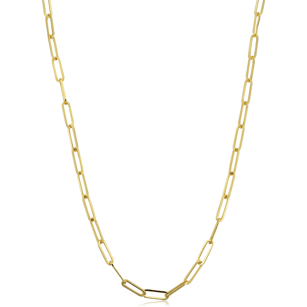 14k Yellow Gold Polished Paperclip Chain Necklace (3.2 mm, 18 inch) P80748