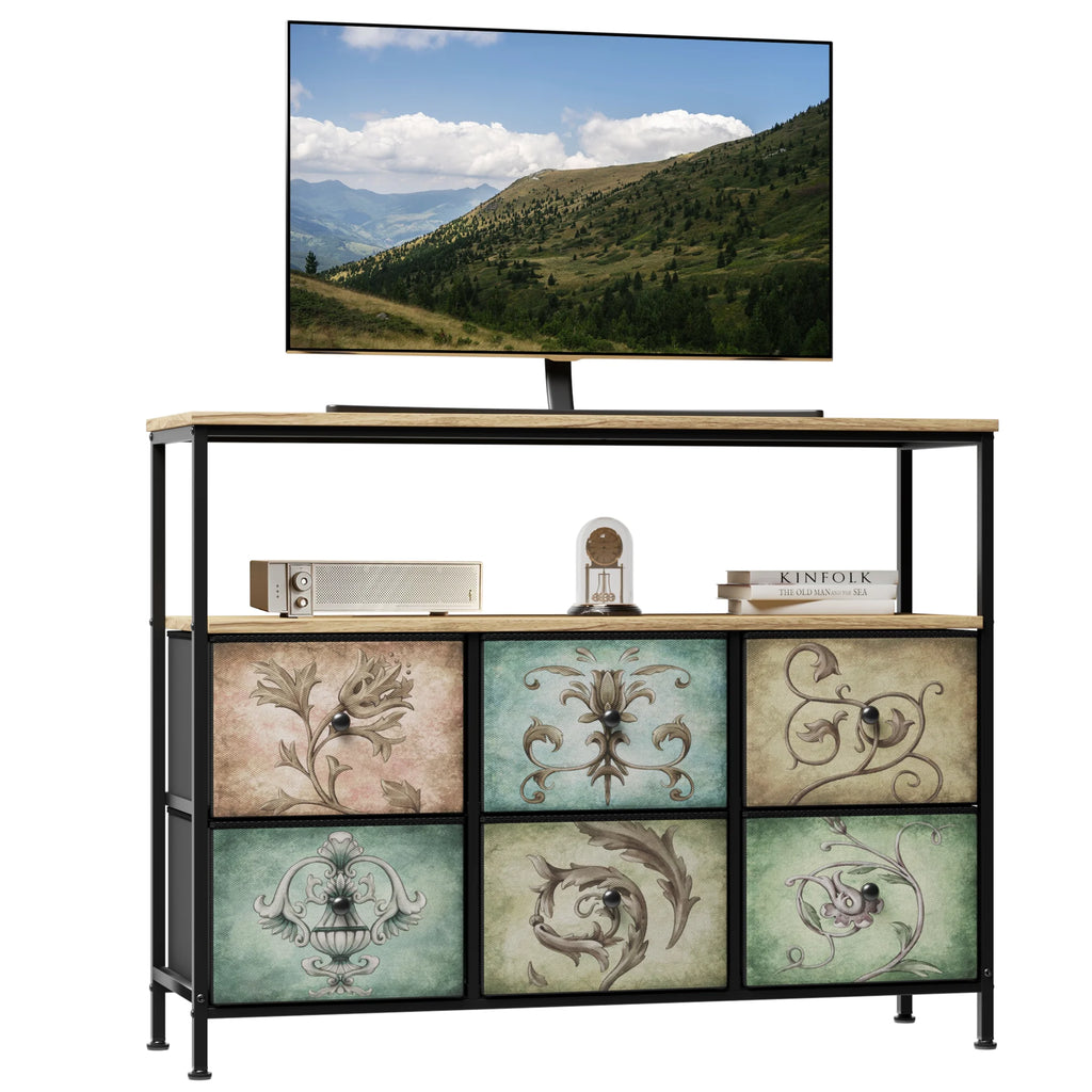 9 Drawer Dresser with Steel Frame Wooden Top Q47260