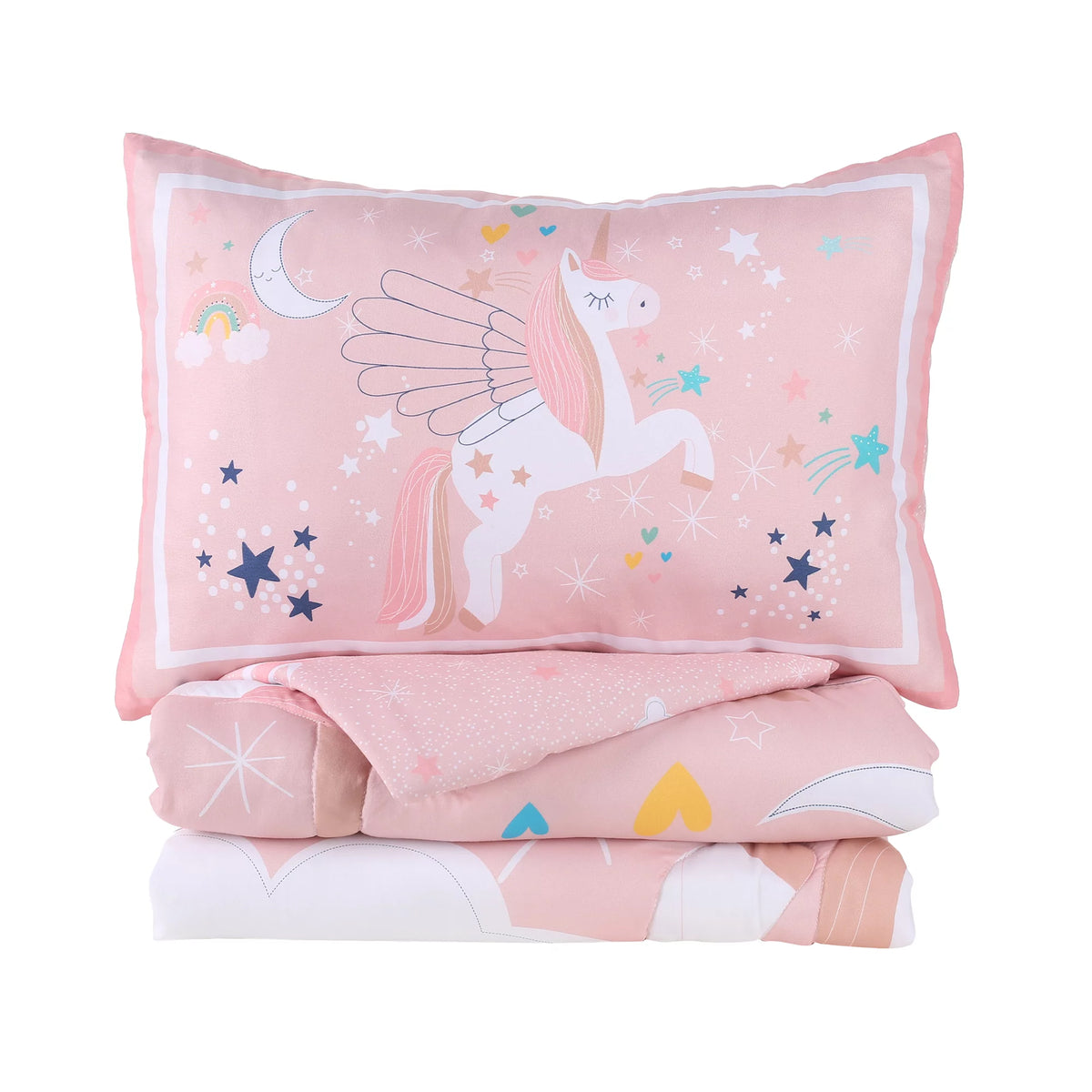 3-Piece Pink Unicorn Crib Bedding Set N512