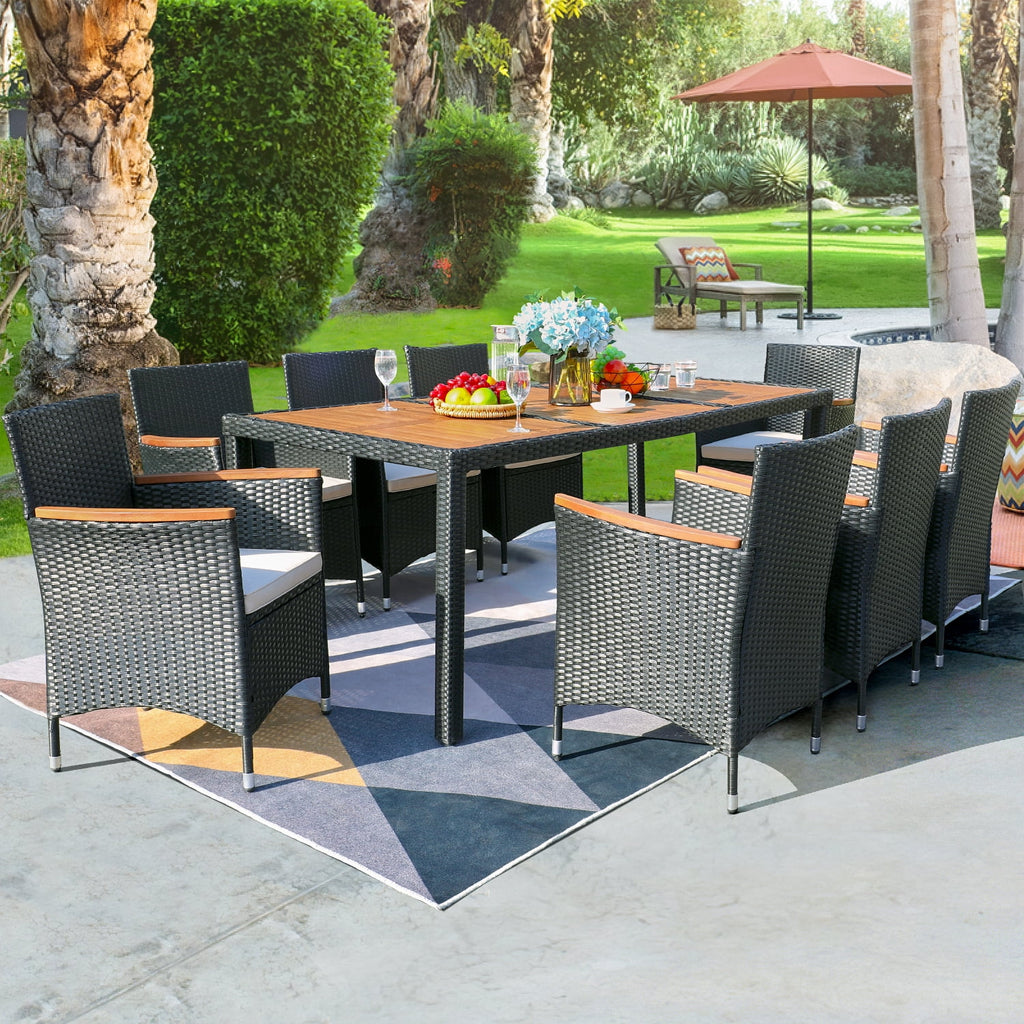 7 Pieces PE Rattan Wicker Patio Dining Set with Cushions C66137