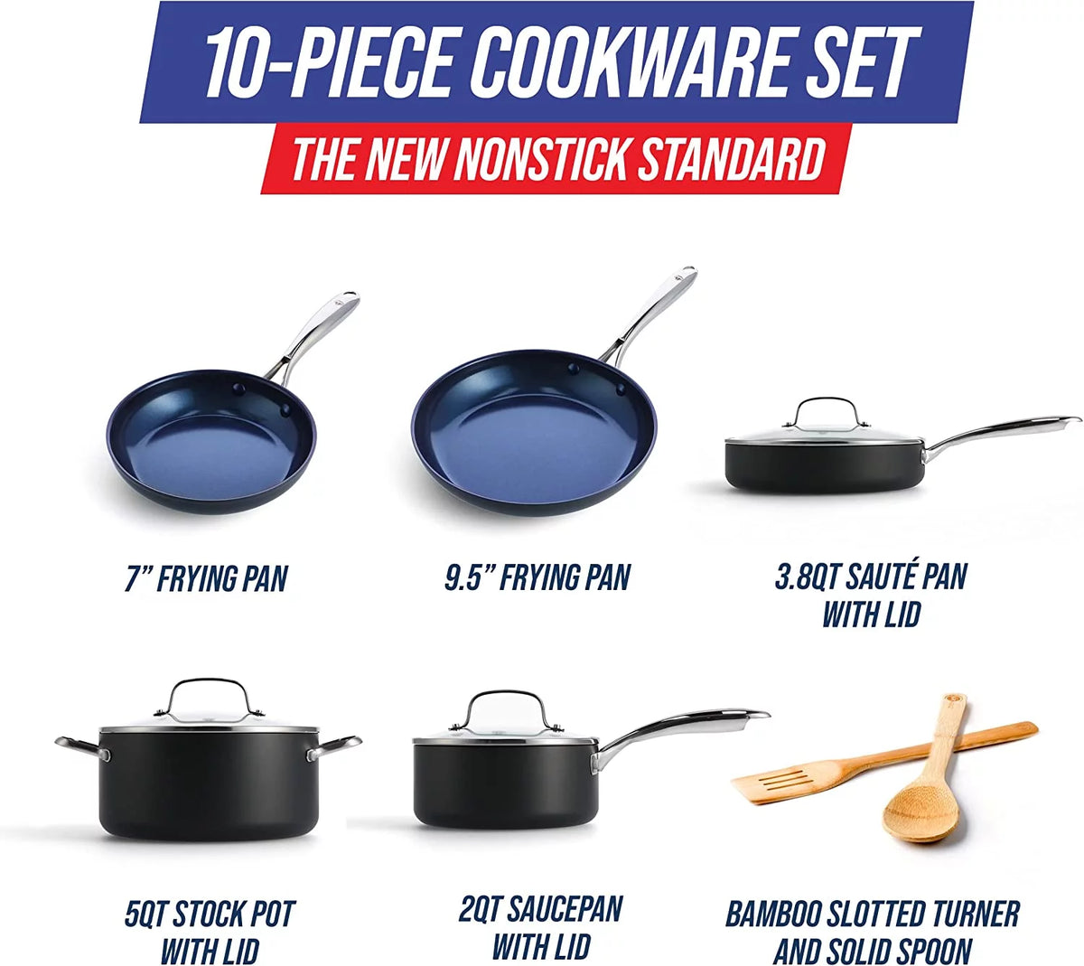 Blue Diamond Hard Anodized Ceramic Nonstick 10-Piece Cookware Set C206275