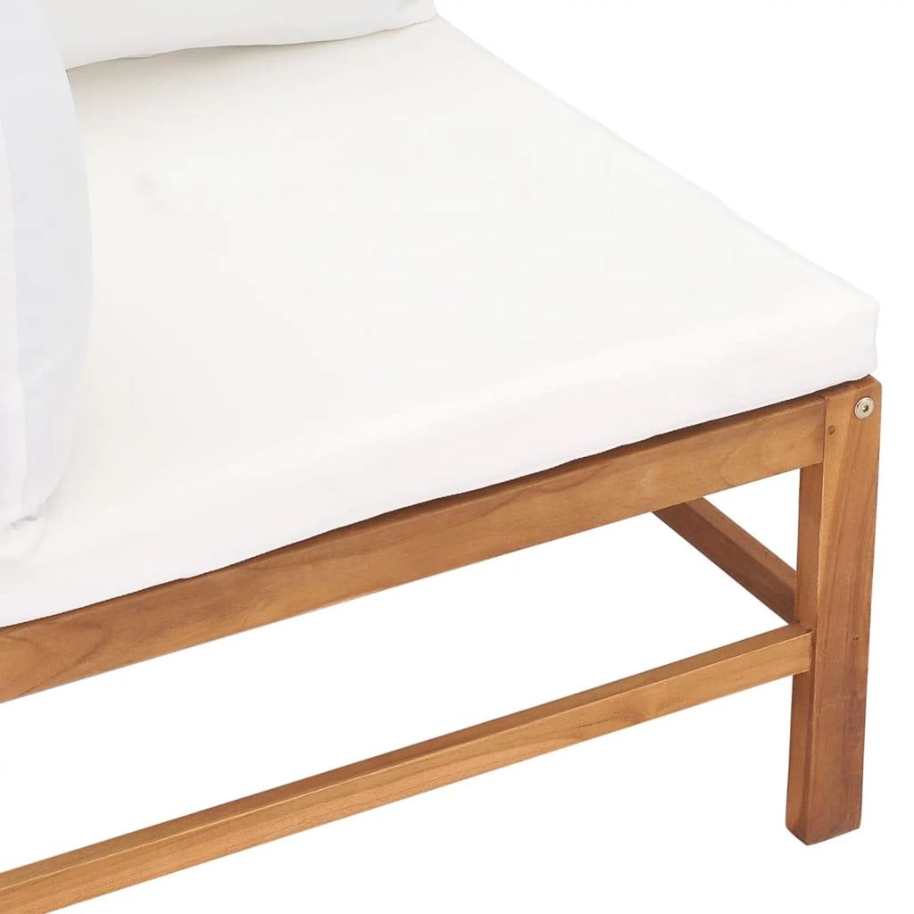 2-Seater Teak Wood Patio Bench with Cream Cushion V24383