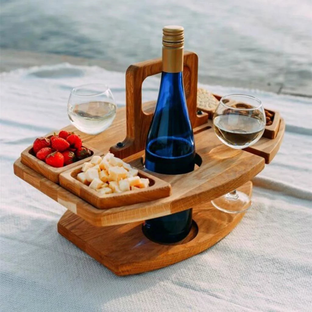 Portable Outdoor Picnic Table with Glass Holder O91193