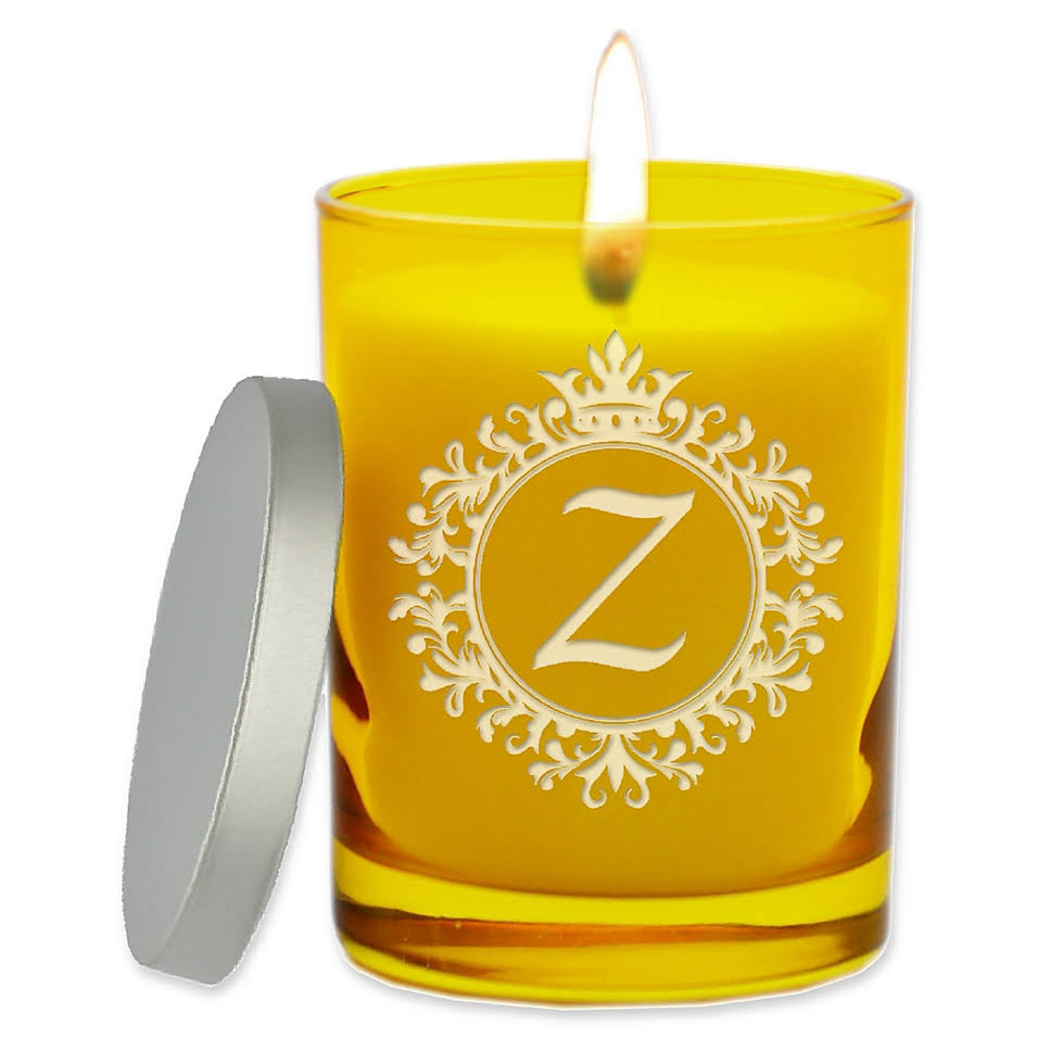 Unscented Soy Wax Glass Jar Candle in Citrine Yellow H2478
