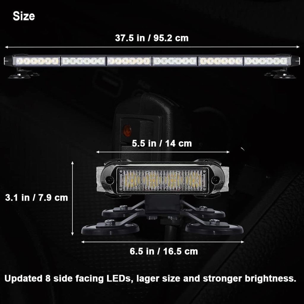 80 LED Amber White Emergency Strobe Light Bar with Strong Magnetic Double Side J690019