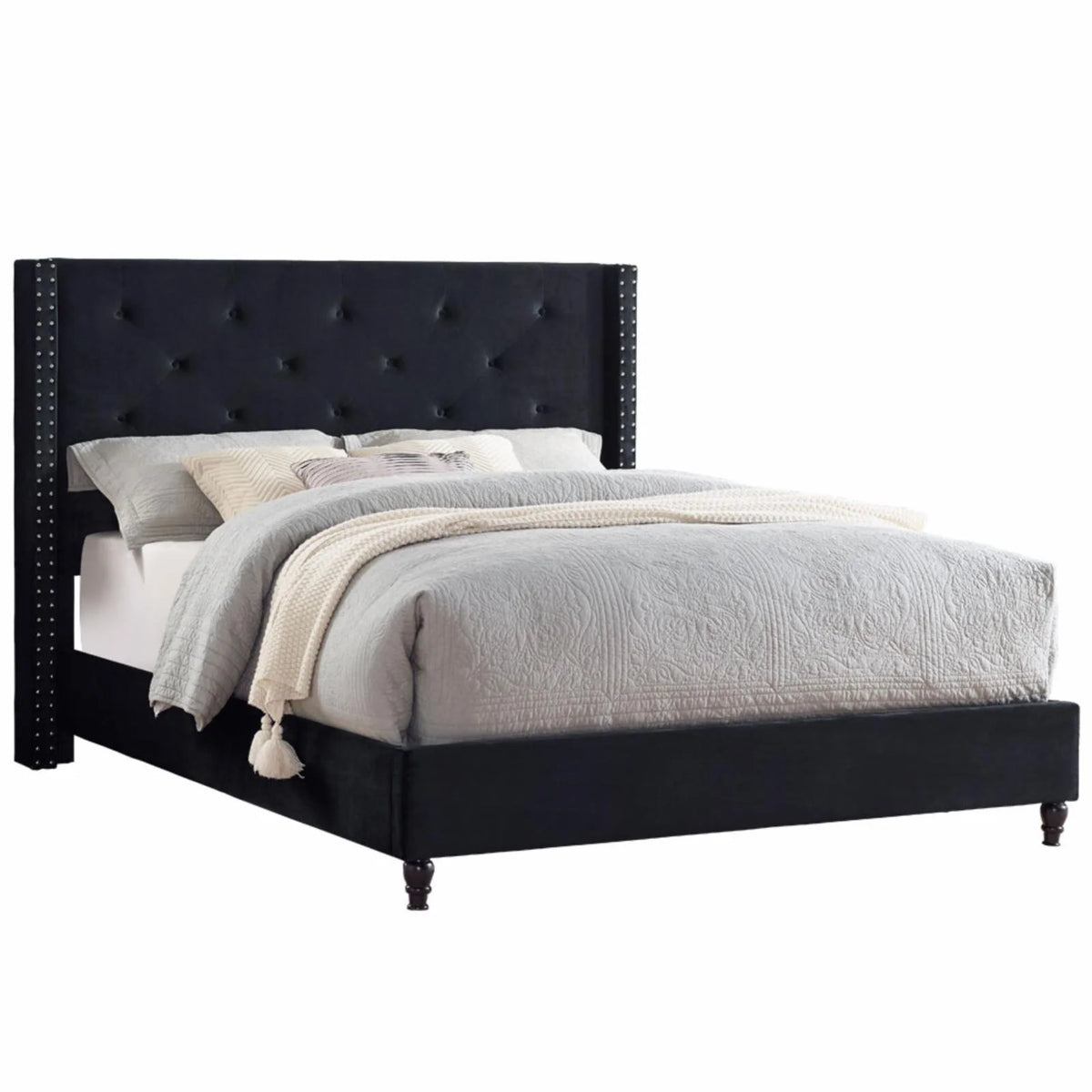 Tufted Wingback Platform Bed E7578