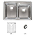 33 inch Double Bowl 18 Gauge Stainless Steel Kitchen Sink C79908